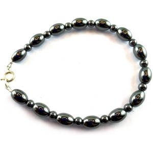 Bracelet Monté Sur Câble En Pierre D'hématite Olives Alternées Avec Billes De 4 Mm. Fermoir En Argent 925. Idée Cadeau Noel, St Valentin - Neuf