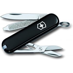 Classic Sd,Swiss Army Knife,Petit Couteau De Poche Suisse,Léger,Multitool,7 Fonctions,Ciseaux,Lime À Ongles,Noir - Neuf