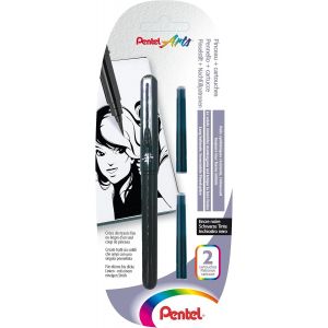 Uuq-Gfkpn Pocket Brush Stylo Pinceau Encre À Pigments Pour Calligraphie, Croquis, Dessins Noir + 2 Cartouches - Neuf