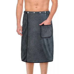 Serviette À Sauna Pour Kilt Homme,Drap De Bain Grande Taille,Serviette De Bain À Boutons,Adaptée À La Salle De Sport,À La Douche,Au Sauna,Au Spa Et À La Plage (Gris Foncé-80 Cm X 150 Cm) - Neuf