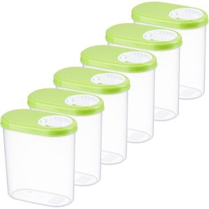 Tianyi-Lot De 6 Boîtes En Vrac Vertes De 0,3 L - Avec Couvercle Hermétique - Pour Épices Et Aliments - Boîtes De Conservation Avec Couvercle - Boîte De Rangement Avec Fonction Verseur - Neuf