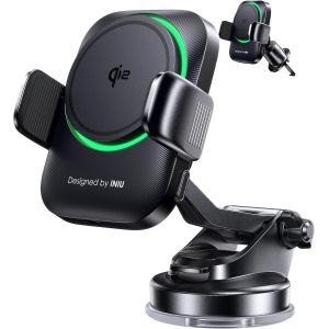 Support Telephone Voiture Induction, Qi2 15W Rapide Chargeur Compatible Avec Magsafe Voiture, Rotation 360&deg; Grille D'A&eacute;ration Chargeur Sans Fil Voiture Compatible Avec Iphone 17 16 15 14 13 Serie - Neuf