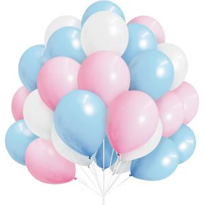 SJZG-Lot De 30 Ballons En Latex Avec Ruban Pour F&ecirc;te D'Anniversaire, F&ecirc;te Pr&eacute;natale, Sir&egrave;ne Et Licorne - 30,5 Cm - Bleu, Rose, Blanc - Neuf