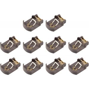 10 Pi&egrave;ces 3V CRCR2025 Support de Pile SMD G&eacute;n&eacute;ral Pile Bouton Pile Adaptateur Clip Support De Prise Conteneur Bo&icirc;te Bo&icirc;tier Plaqu&eacute; Or Noir - Neuf