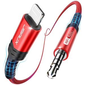 MEVRONISSHOP-C&acirc;ble Audio Auxiliaire de Voiture iPhone 1.8MCertifi&eacute; Apple MFiC&acirc;ble Lightning vers Jack 3.5 mm Compatible avec iPhone 13 13Mini 13 Pro 13Pro Max 12 12 Pro 11 Pro Max X XS XR X 8 7 Plus - Neuf