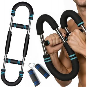 Checarzhn--No1-2pcs Entraîneur À Deux Bras, Enveloppement En Mousse Tout Autour, Équipement De Gym À Domicile Avec Poignées De Renforcement, Équipement D'exercice De Bras(Bleu-Noir) - Neuf