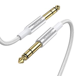 KALANKA-Câble Jack 6.35mm vers 6.35mm Stéréo 3M, Nylon Tressé Noyau Cuivre Argenté Câble Jack 6.35 vers 6.35 Compatible avec Guitare, Amplificateur, Haut-parleurs,Table de Mixage Enceinte,Piano - Neuf