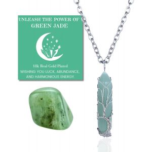 Kal-Collier En Pierre De Lune - Amour Lunaire - Fil Arbre De Vie Fait Main Plaqué Platine/18 Carats Or,Pendentifs En Forme De Hexagonale En Cristal Naturel Et Chaîne De 50cm,Cadeau Pour Elle - Neuf