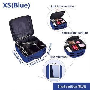 Trousse De Maquillage Professionnelle Pour Femmes,Bo&icirc;te &Agrave; Outils De Voyage De Grande Capacit&eacute; Pour Beaut&eacute; Des Ongles,Organisateur De Cosm&eacute;tiques,Valises Pour Bo&icirc;tes De Rangement De.Xs(Blue). - Neuf