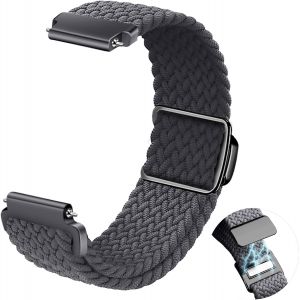 Tressés Sport Bracelet Pour Homme Femme,Sport Élastique Tissées Nylon Remplacement Bracelet Magnétique 20mm 22mm-Gris - Neuf
