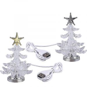 2pcs Usb Nuit De La Lumi&egrave;re Rvb Lumi&egrave;re Clignotante Arbre Rougeoyant De Lumi&egrave;re Led Lampe De Table D&eacute;corative Lampe De Chevet Pour La D&eacute;coration De La Maison Comme Le Montre La - Neuf
