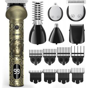 Tondeuse Barbe Homme, Tondeuse Cheveux Professionnel, Rasoir Electriques Sans Fil Tondeuse De Finition/Pr&eacute;cision For Moustache Nez Oreilles Corps Barbe Et Cheveux Homme Kit Tous En 1 (Or) - Neuf