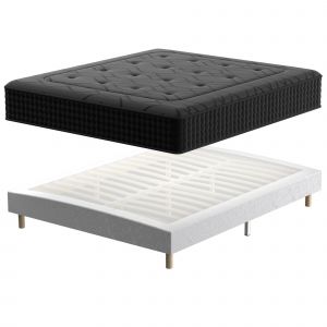Ensemble 140x190cm Matelas &agrave; ressorts+ Lit Sommier Tapissier D&eacute;co, Epaisseur du Matelas 30cm - Neuf