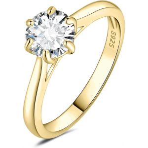 0.5-2ct Classique Moissanite Bague Taille Rond Solitaire Pierre Argent Massif 925 Femme,Plaqué Or Jaune Or Rose Bague Diamant Simulé Fiançailles Mariage Alliance,Ensemble Bijoux Mariee.[Y909] - Neuf
