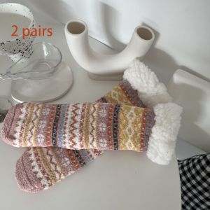 Épais Pour Pas D'ami "De L'hiver À La Maison Bi Préparé Chaud Épais Étage Chaussettes Femme En Peluche De Corail Du Sommeil À Domicile Chaussettes (Rose Clair) - Neuf