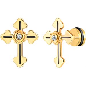 Kal-Hommes Boucles D'oreilles Croix En Acier Inoxydable Créatifs Clous D'oreilles Croix De Pâques Boucle D'oreille Zircon Piercing À Vis Bijoux Quotidiennes Fantaisie Adolescent Décoration - Neuf