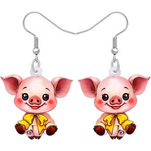 Kal-Acrylique Rose Boucles D'oreilles Cochon Bijoux Dangereux Anime Cochon Cadeaux Pour Les Amateurs De Cochon Boucles D'oreilles Femme Fille Charme - Neuf