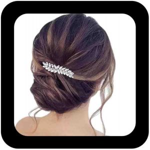 Kalvd-Barrette &Agrave; Cheveux Mariage Cristal Barrette &Agrave; Cheveux Feuille Strass Or Cz Bling Coiffes Mari&eacute;e Pince &Agrave; T&ecirc;te D&eacute;corative Couvre-Chef Accessoires Pour Femmes Et Filles (Dor&eacute;) - Neuf