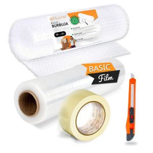 Lbgwp60-Ruban Adhésif, Film Transparent, Rouleau De Papier Bulle Et Cutter Pour Emballage De Cartons Et Meubles, Kit Complet D'emballage, Protection Idéale Expéditions Et Déménagements - (Kit Total) - Neuf