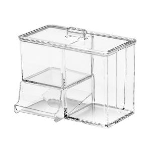 Bo&icirc;te De Rangement &Agrave; 4 Compartiments Pour Cotons-Tiges Et Boules De Coton - Neuf
