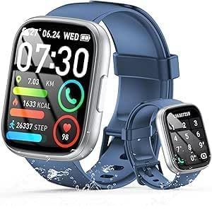 Montre Connect&eacute;e Homme Femme, 1.95""HD Smartwatch avec Appels Bluetooth, Etanche IP68 Montre Sport, Montre Connect&eacute; 110+ Mode Sport avec Podom&egrave;tre, Cycle Menstruel, Fr&eacute;quence Cardiaque, Spo2, Bleu - Neuf