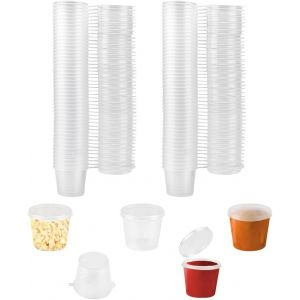 Tianyi-100 Pièces Pots À Sauce En Plastique Avec Couvercle 25ml Boîte À Sauce Transparente Boîtes De Alimentaires Récipients À Emporter Pourles Sauces Les Condiments Les Crèmes, Passe Au Micro Ondes - Neuf