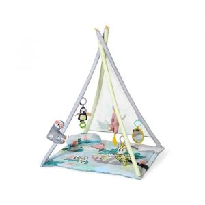 Tapis D'&eacute;veil Tipi Multicolore - Kiokids - 80x80 Cm - Hauteur 120 Cm - 5 Jouets Sensoriels - Coussin De Positionnement - Neuf