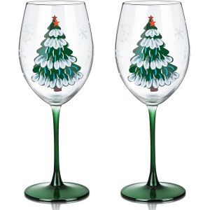 Verres &Agrave; Vin Festifs Peints &Agrave; La Main 560 Ml - Neuf