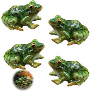 Mevronisshop-Simulation Petite Grenouille Verte, 4 Pi&egrave;ces Miniatures Grenouille De Jardin Figurines De Grenouille Gracieuse Statue De Jardin D&eacute;coration En R&eacute;sine Grenouille Figurine Animale Ornements - Neuf