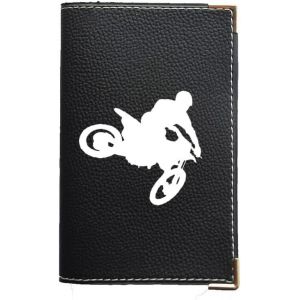 KALANKA-Porte Carte Grise et Papier Voiture en Simili pour Femme ou Homme Noir (Moto Cross) - Neuf
