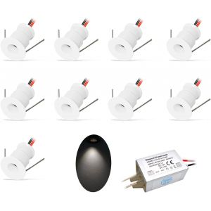 KAL-Lot De 9 Spots Led Encastrables Pour Cuisine, Escalier, Armoire, Couloir, Éclairage Diy Blanc Chaud, Vitrines, Armoire, Petit Spot Led Ip65, Coque Blanche - Neuf
