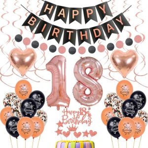 ChicSlick-Decoration 18 Ans Anniversaire Fille Or Rose, 18 Ans Anniversaire Fille Decoration, Déco Anniversaire Or Rose 18 Ans Fille, Déco Fête 18 Ans Ballon Fille, 18 Ans Fille Ballon Or Ro[X2641] - Neuf