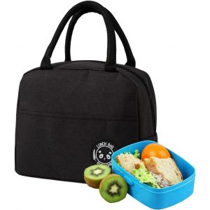 Sac à lunch isotherme portable, petit sac à lunch étanche et résistant à l'huile, sac isotherme pour pique-nique, idéal pour l'école, le bureau et l'extérieur (noir) - Neuf
