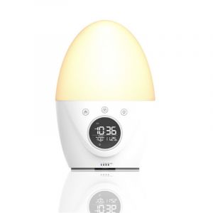 Réveil blanc pour enfants, réveil lumineux, double réveil, 5 sonneries nature, minuterie de sommeil, aide les enfants à s'endormir et à rester au lit plus longtemps - Neuf