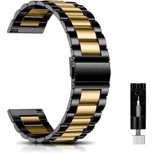 M&eacute;tal Bracelet Pour 22mm 20mm 18mm Bracelets De Remplacement Banda De Montre De Rechange En Acier Inoxydable Pour Femme Homme-Noir/Or - Neuf