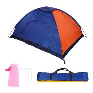 Tente ExtéRieure éTanche Pour Camping Sac à Dos Avec Porte Et FenêTre (Bleu Orange) - Neuf