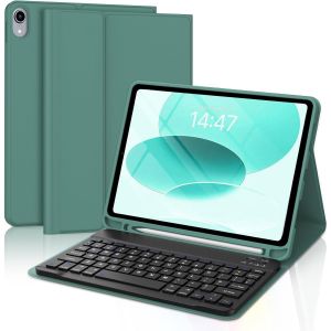 Étui Avec Clavier Pour Ipad 11{^>E<^} Génération (A16 2025)/10{^>E<^} Génération (10,9"" 2022), Clavier Bluetooth Britannique Amovible Pour Ipad 11/10.9, Vert Foncé[Z1697] - Neuf