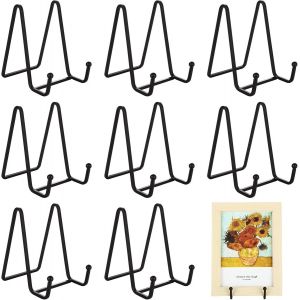 Lot De 8 Supports D'Assiette De 10,2 Cm Pour Écran, Supports En Métal, Support D'Assiette, Support De Table Pour Cadres Photo, Photos, Livres, Assiettes Décoratives, Disques (Noir) - Neuf
