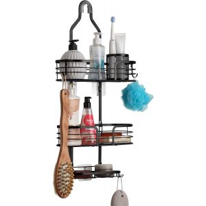 MEVRONISSHOP-Support de Douche a Suspendre en M&eacute;tal - Organisateur de Douche sans Percage - Panier de Rangement - Etagere Porte Savon pour Salle de Bain - &Eacute;tag&egrave;re pour Accessoires - Neuf