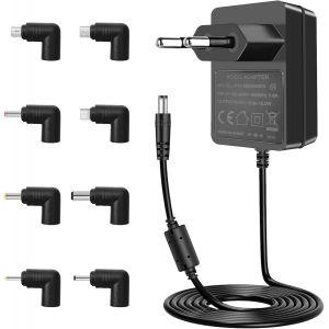 KALANKA-Bloc d'alimentation 5 V 3 A 15 W avec Prise UE, Universel CA 100-240 V, cable CC de 1,8 m 5,5 &iexcl;&Aacute; 2,5 mm avec 8 adaptateurs pour routeurs, LED, Haut-parleurs, vid&iquest;&iquest;osurveillance. - Neuf