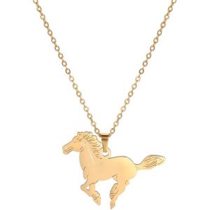 Kal-Cheval Pendentif Collier Running Horse Colliers Charme Amitié En Acier Inoxydable Bijoux Cheval Amant Cadeaux Pour Filles Femmes - Neuf