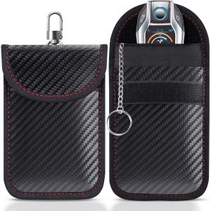 Lanpard 2pcs Large Étuis Anti Rfid Pour Téléphone Et Clé Voiture, Sac Cage De Faraday Blocage Signal Rfid Nfc Wifi Gsm Bluetooth - Carbone De Fibre - Neuf