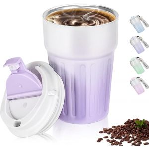 Mug Isotherme En Acier Inoxydable De 400 Ml (Violet), Étanche, Sans Bisphénol A (Bpa), Réutilisable, Pour Café Et Thé, Pour Boissons Chaudes Et Froides - Neuf