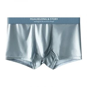 1/3 Pi&egrave;ces Respirant Mince Satin Soie Boxer Slips Sans Couture Taille Moyenne Glace Soie Boxeurs Cale&ccedil;ons Sous-V&ecirc;tements Lisses Pour Hommes Quotidien.1pc Blue.L - Neuf