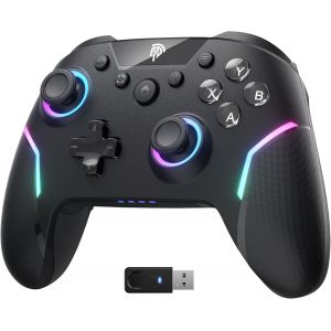 Manette Pc Sans Fil Avec Rgb/Hall Joystick D&eacute;clencheur, X20 Manette Switch Bluetooth Rechargeable Batterie 1000mah, Contr&ocirc;leur T&eacute;l&eacute;phone Portable Pour Pc/Switch/Mobile Android/Ios/Steam, Noir - Neuf