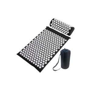 Ensemble Tapis Et Oreiller D'acupression Pour Soulager Les Douleurs Au Dos Et &Agrave; La Nuque - Noir - Neuf
