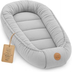 SUBZONAL-Mousseline R&eacute;ducteur de Lit B&eacute;b&eacute; 90x50cm en Coton Cocon polyvalent pour Nid d'Ange Couffin et Naissance pratique et l&eacute;ger id&eacute;al pour le transport parfait pour filles et gar&ccedil;ons Gris - Neuf