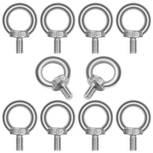 Lot de 10 boulons à ?il M8 x 13 en acier inoxydable 304, anneau de levage en forme d'anneau, filetage mâle, boulons de poids marins et divers équipements de levage d'ingénierie - Neuf