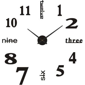 ChenQuanSarl-Grande Horloge Murale 3D - Chiffres Romains - &Agrave; Coller - Silencieuse - Sans Bruit De Tic-Tac - D&eacute;coration Murale - Sans Perforation - Pour Salon, Cuisine, Bureau - Neuf