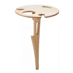 Table à Vin Pliable Portative ExtéRieure Jardin Pelouse Pique-Nique Casier à Vin En Bois Table Ronde - Neuf